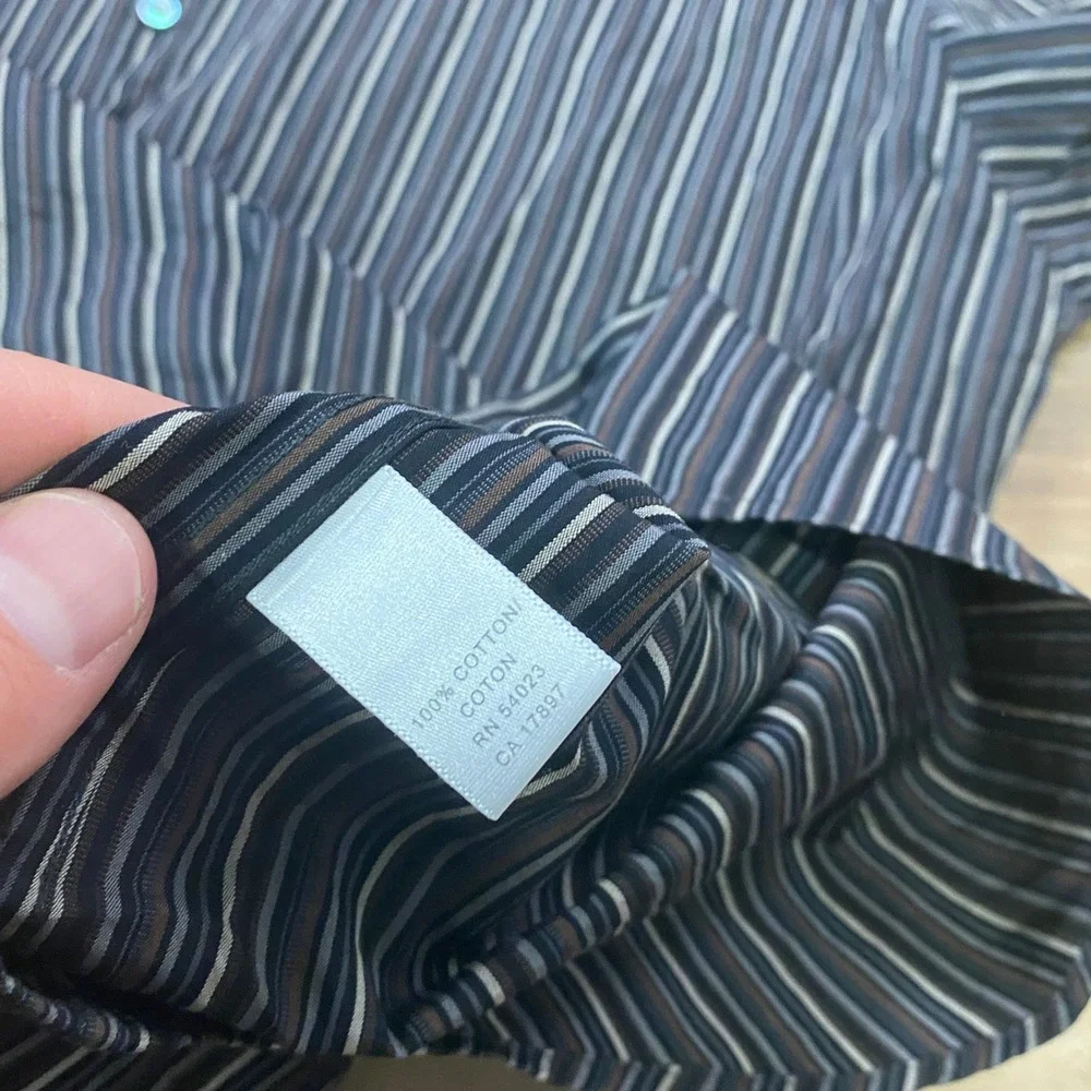 Banana Republic Button UpShirt XL Striped Cotton Oversized Brown Y2K 2004